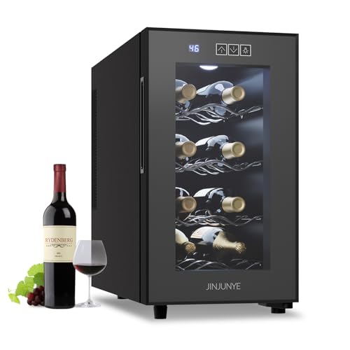 JINJUNYE 8 Bottle Wine Fridge with Temperature Control