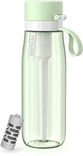 Philips GoZero Everyday Filtered Water Bottle, 22 oz, Green
