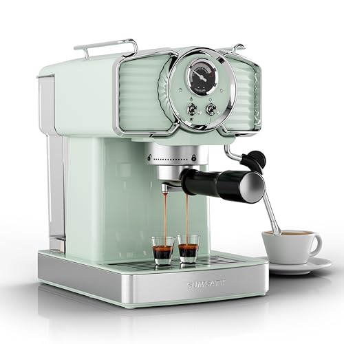 Retro Espresso Machine with Milk Frother, 20 Bar