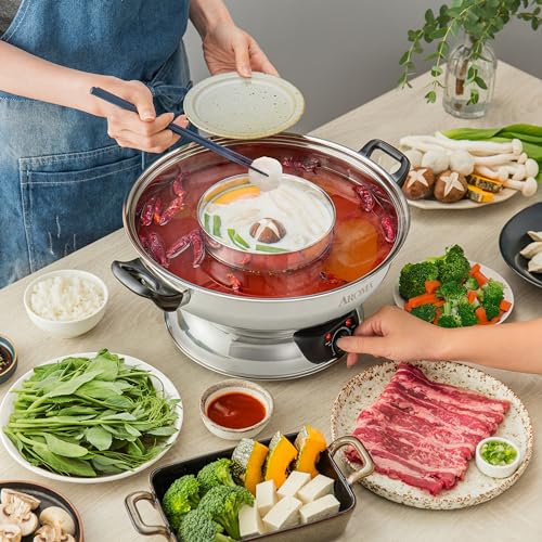 Aroma 5-Quart Stainless Steel Hot Pot, Silver