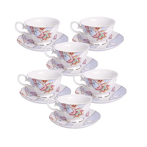 Floral Porcelain Coffee Cups Set of 6