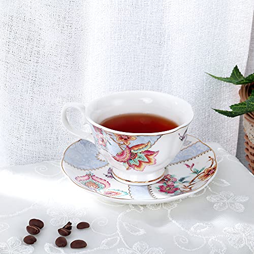 Floral Porcelain Coffee Cups Set of 6