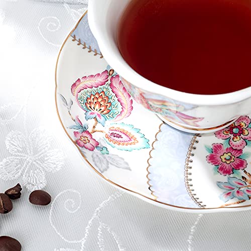 Floral Porcelain Coffee Cups Set of 6