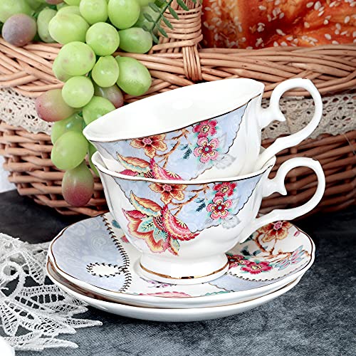 Floral Porcelain Coffee Cups Set of 6