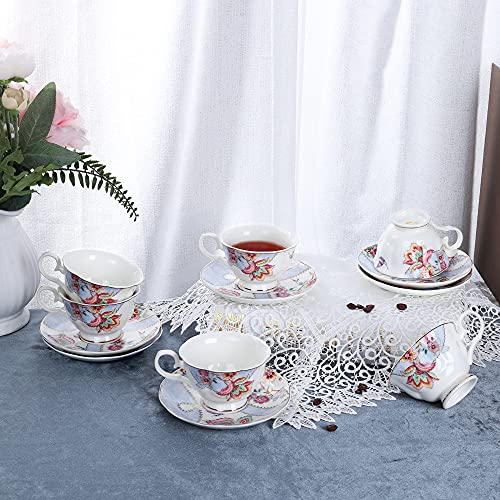Floral Porcelain Coffee Cups Set of 6