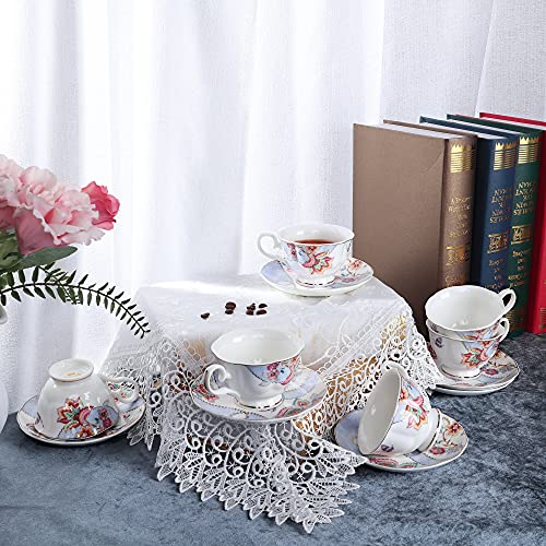 Floral Porcelain Coffee Cups Set of 6
