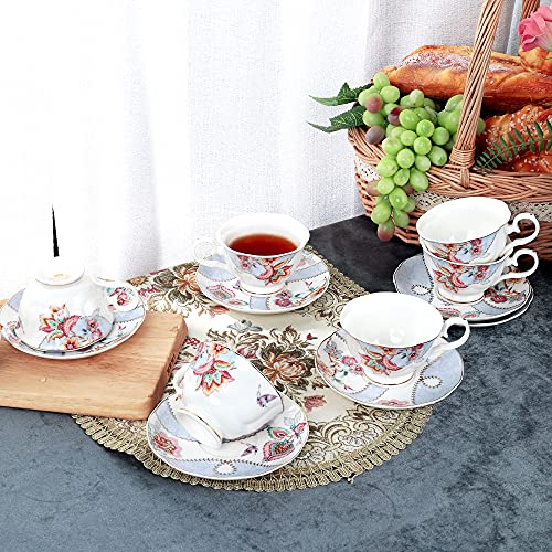 Floral Porcelain Coffee Cups Set of 6