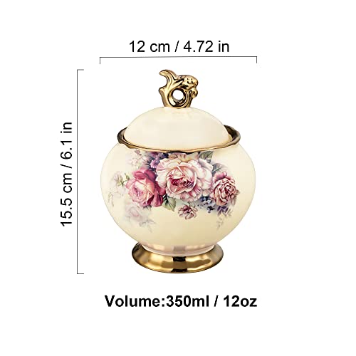 Vintage Floral Porcelain Sugar Bowl with Lid