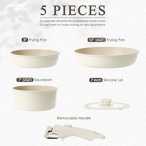 Non-Stick 5-Piece Detachable Handle Cookware Set