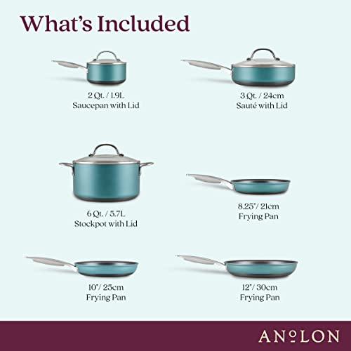 Anolon Achieve 9-Piece Nonstick Cookware Set - Teal
