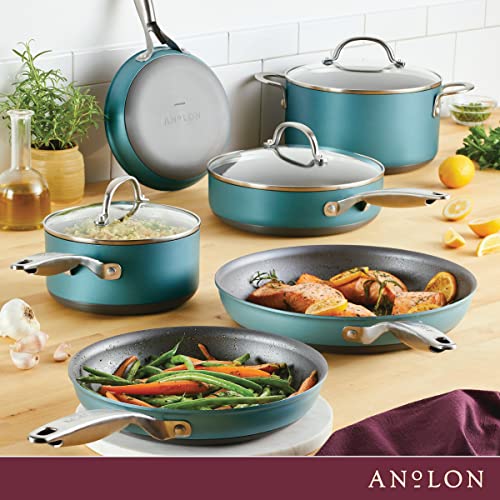 Anolon Achieve 9-Piece Nonstick Cookware Set - Teal