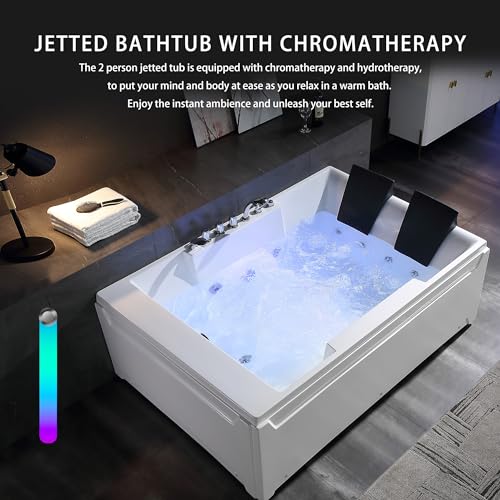 Empava 72" Acrylic Whirlpool Bathtub for Two