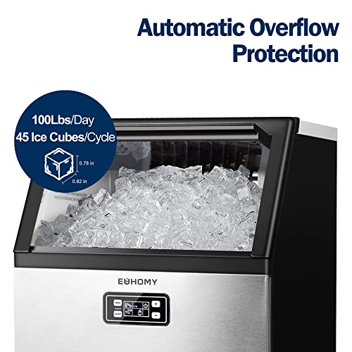 EUHOMY 100lbs/24H Stainless Steel Ice Maker