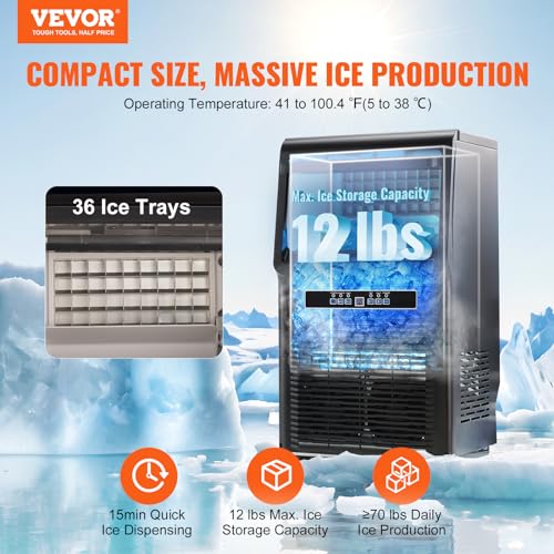 VEVOR 110V Portable Ice Maker with Water Filter