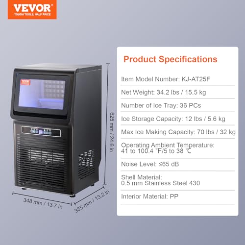 VEVOR 110V Portable Ice Maker with Water Filter