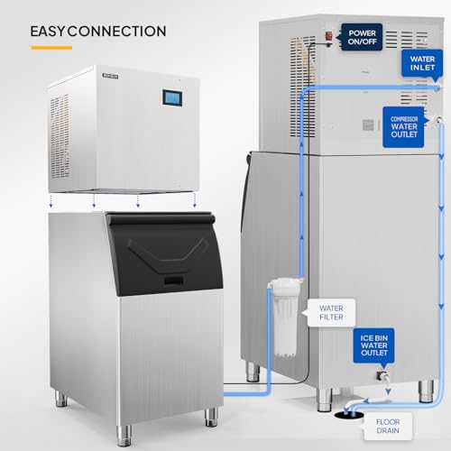 ROVSUN 400Lbs Commercial Ice Maker with Storage Bin