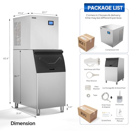 ROVSUN 400Lbs Commercial Ice Maker with Storage Bin