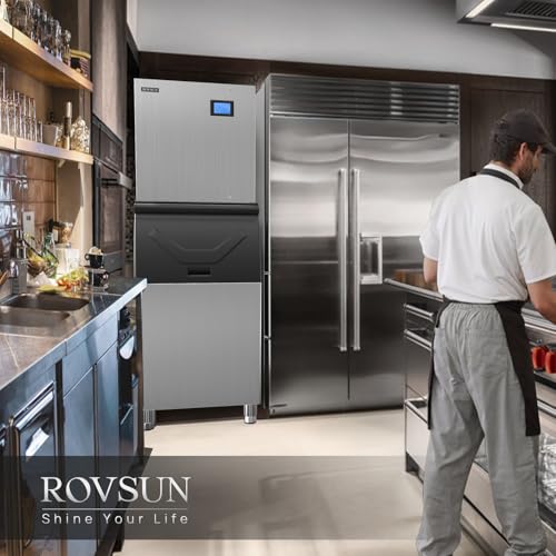 ROVSUN 400Lbs Commercial Ice Maker with Storage Bin