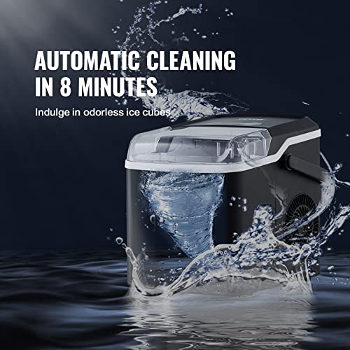 Portable Self-Cleaning Countertop Ice Maker, 26lbs/Day