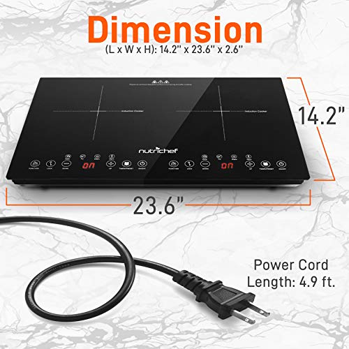 NutriChef Portable Double Induction Cooktop 120V