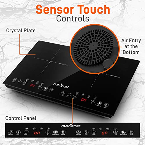 NutriChef Portable Double Induction Cooktop 120V