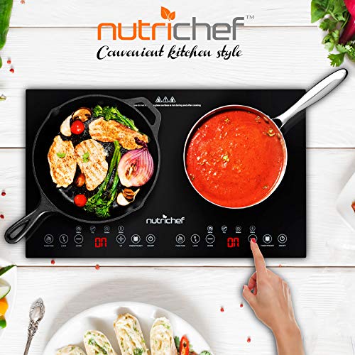 NutriChef Portable Double Induction Cooktop 120V