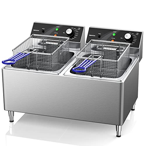 TOPKITCH 12L Commercial Dual Tank Electric Fryer