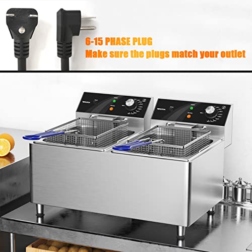 TOPKITCH 12L Commercial Dual Tank Electric Fryer