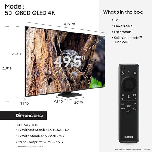 SAMSUNG 50-Inch QLED 4K Smart TV with Dolby Atmos