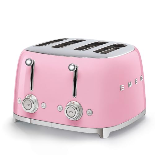 Smeg Retro Pink 4-Slice Toaster with 6 Presets