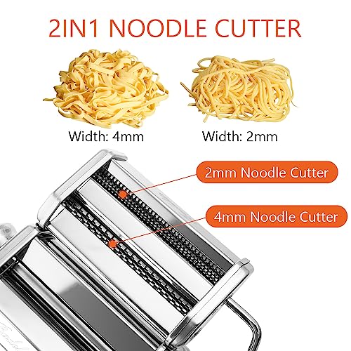 Manual Pasta Maker with Adjustable Roller and Cutter