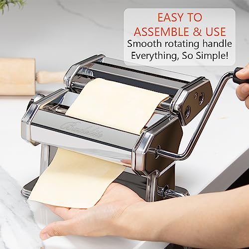 Manual Pasta Maker with Adjustable Roller and Cutter