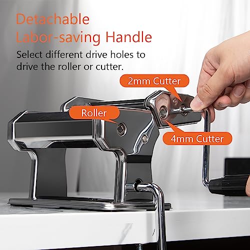 Manual Pasta Maker with Adjustable Roller and Cutter