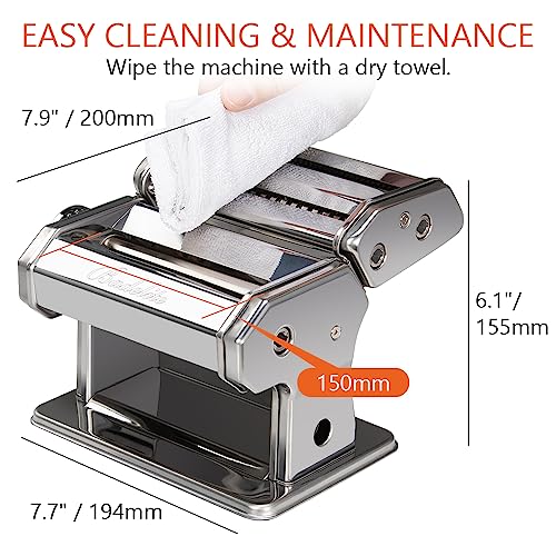 Manual Pasta Maker with Adjustable Roller and Cutter