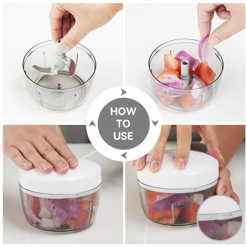 Mini Manual Food Processor for Vegetables and Garlic