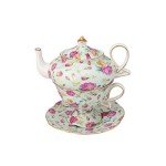 Gracie China Rose Chintz Stackable Teapot Set