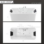 Luxury 170cm Rectangular Freestanding Spa Bathtub