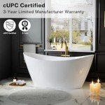 Empava 59-inch Contemporary Acrylic Soaking Bathtub