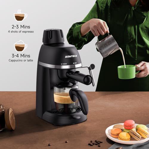 SOWTECH Espresso Maker Cappuccino Latte Machine 1-4 Cup