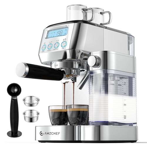 amzchef Espresso Machine with LCD Display, 20 Bar