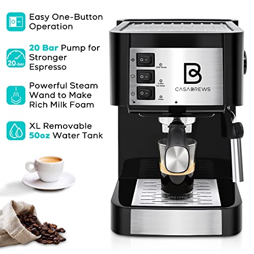 CASABREWS Espresso Machine & Milk Frother: Professional Cappuccino Maker
