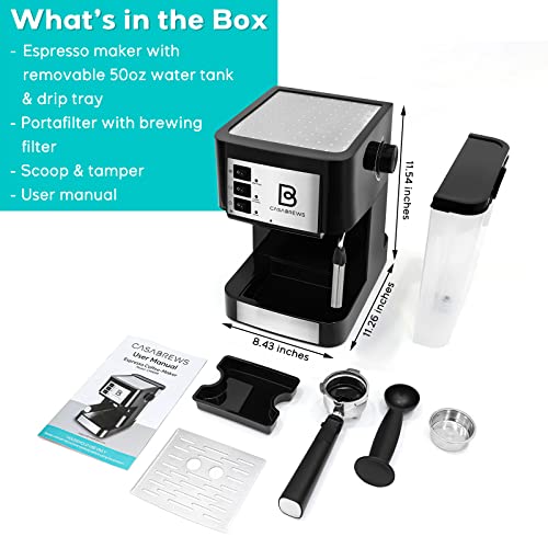 CASABREWS Espresso Machine & Milk Frother: Professional Cappuccino Maker