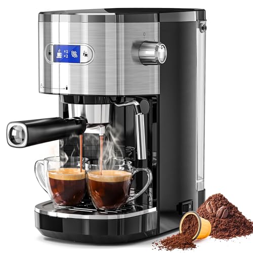 Kismile 20-Bar Espresso Maker with Milk Frother Steam Wand