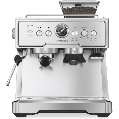 Ihomekee Espresso Coffee Maker with Grinder and Milk Frother