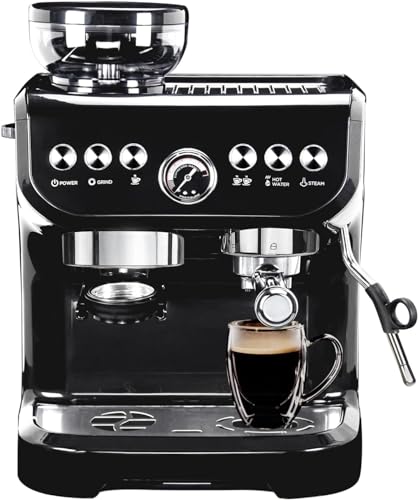MIROX Espresso Machine: 15 Bar, Milk Frother, Grinder