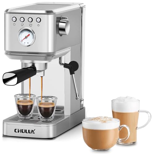 CHULUX Slim Espresso Machine with Milk Frother Steam Wand