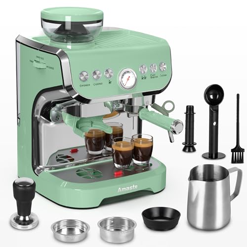 Amaste Espresso Machine with Grinder and Milk Frother