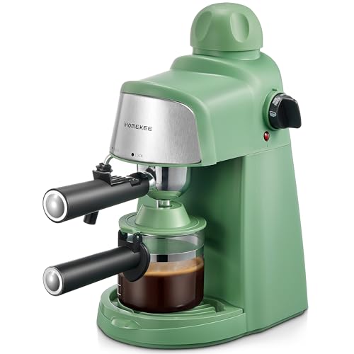 Ihomekee Espresso Machine, Fast Heating, 1-4 Cup, Green