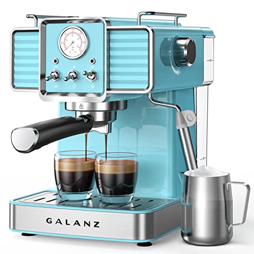 Galanz Retro Espresso Machine with Milk Frother, 15 Bar Pump