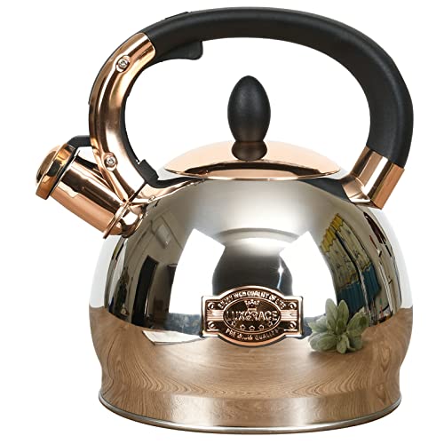 Whistling Tea Kettle with Metal Bottom 2.8 Quart